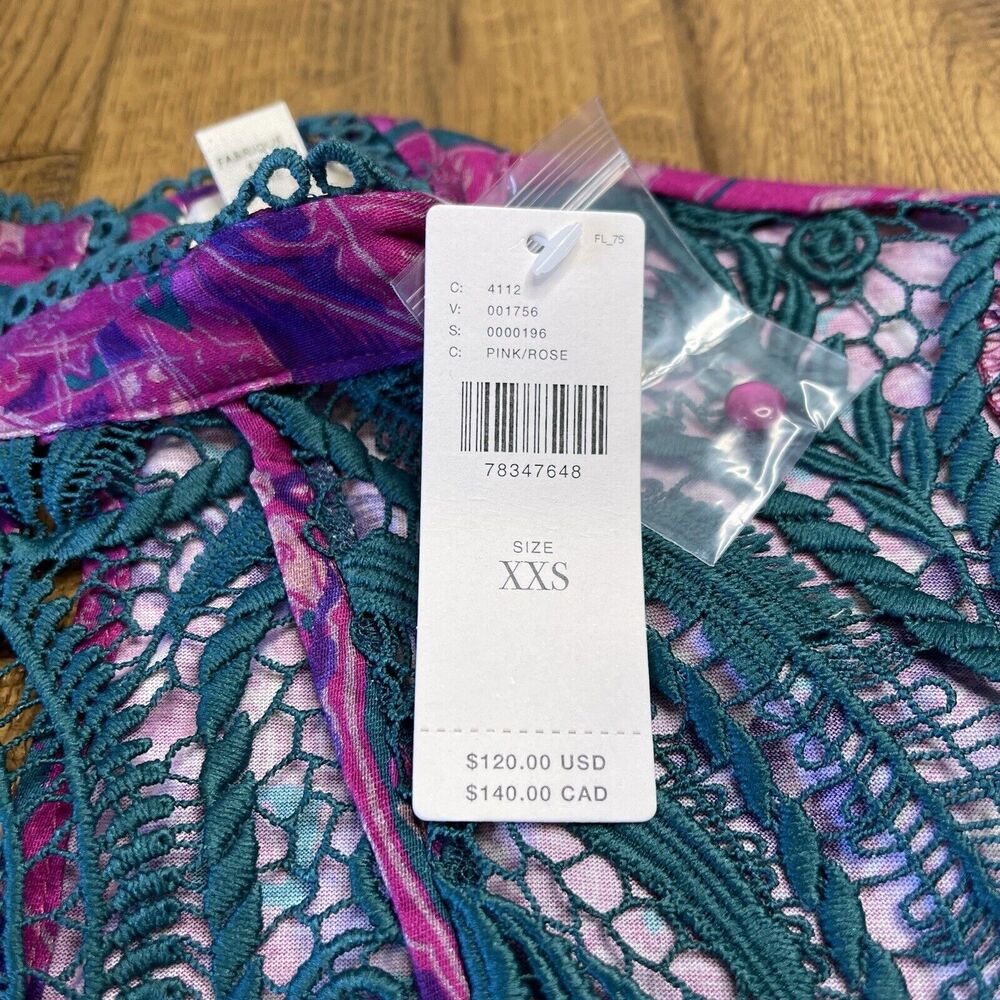 Anthropologie TINY Brenan Flutter Sleeve Top Purple Turquoise Womens XXS NWT - Picture 3 of 8